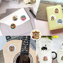 500 Sheets/Roll Cute Kapibara Coiled Stickers – Waterproof PET Decals for DIY Jo