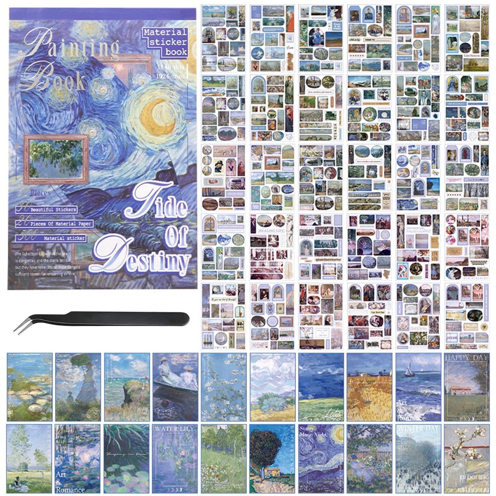 Vintage Scrapbook Stickers, 50 Sheets Aesthetic Oil Painting