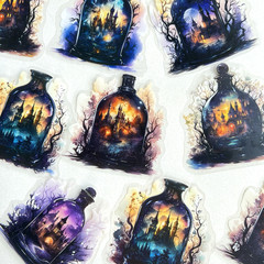 Castle Bottle Stickers Fantasy Junk Journal Collage Scrapbooking