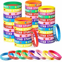 40 Pcs Star Student Bracelets 8 Colors Student Wristbands Reward Silicone Sta…
