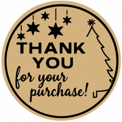 Christmas Thank You Stickers 2” Round Green Tree Design Small Business