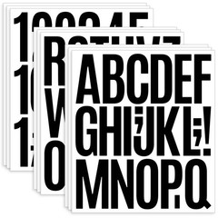 9 Sheet Large Letter Stickers, 3 Inch Black Vinyl Self Adhesive | Alphabet Numbe