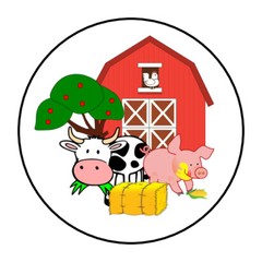farm animals stickers, labels, tags, envelope seals barn yard birthday party