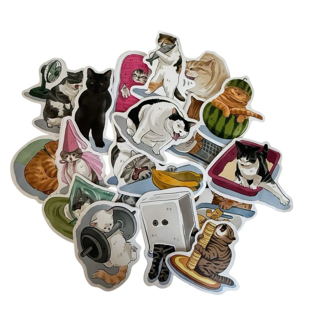 52 NEW Stickers Cat Kitty Cute Funny Stickers Decal Journal Laptop Water Bottle