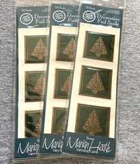36 Fossler Christmas Seals Stickers Embossed Foil Holly Flower Tree Marian Heath