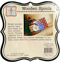 Jenni Bowlin Vintage Style Wooden Antique Thread Spools for Crafting Set of 6