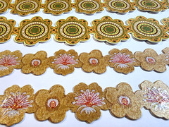 K&Company Boho Yellow Henna Mehndi Flowers Cardstock Stickers Glitter Border NOS