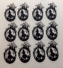 Wonderland Die Cuts * Alice in the Forest * Black or White Cardstock * Set of 12