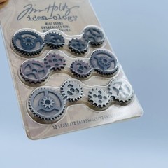 Tim Holtz Metal Long Fasteners 99 and Mini Gears 12 by Idea-ology