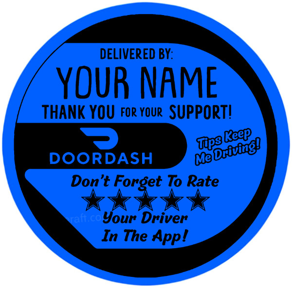 Custom DoorDash Thank You Sticker Round,Name Personalization,Rate & Tip Reminder