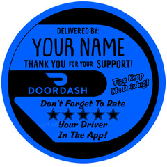 Custom DoorDash Thank You Sticker Round,Name Personalization,Rate & Tip Reminder