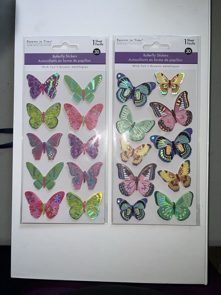MultiCraft Butterfly Stickers With Foil Accents Multi Colored (2 Pack)