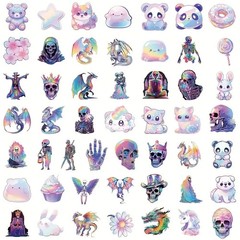 50pc Pastel Rainbow Cute Punk Stickers Pack Lot Laptop, Phone Case, Scrapbook