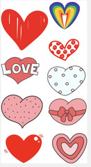 Love Stickers Decals Hearts Romantic Valentine Journal Scrapbook Gift Set of 9