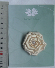 Satin Rosette Flower CREAM – Single – Pearl Centre 40-50mm CC NJC