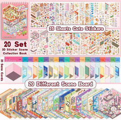 20 Sets DIY 3D Sticker Scene Collection Book for Kids and Adults