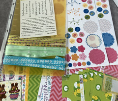 Scrapbook Embellishments SPRING EASTER Stickers Ribbon Eyelets Scraps USED