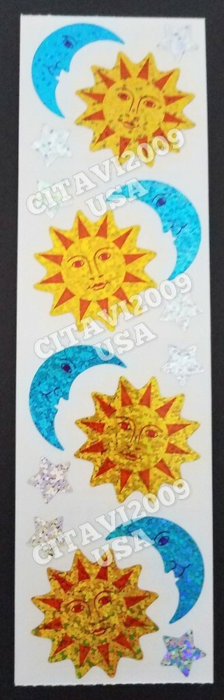 HAMBLY STUDIOS PRISMATIC GLITTER STICKERS SUN MOON & STARS VINTAGE RARE RETIRED