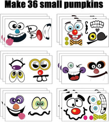 36 Pack Halloween Pumpkin Decorating Stickers Mini Make 36 Small Pumpkin Face St