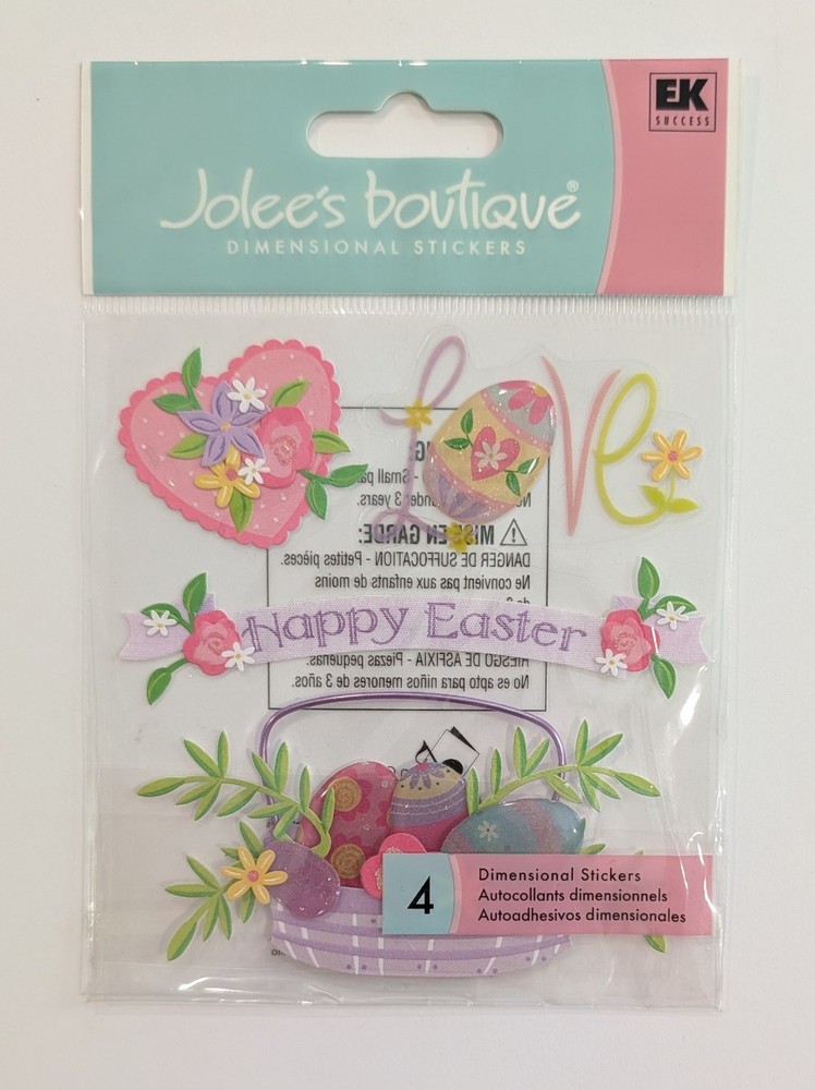 RARE Jolee’s Happy Easter Love Eggs Basket Scrapbooking Stickers