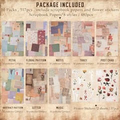 517 Pcs Vintage Scrapbook Paper,Scrapbook Supplies Vintage-517 Pcs