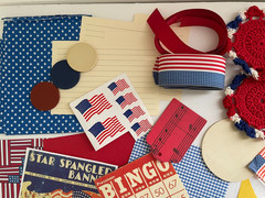 Patriotic July 4 red, white, blue crafting lot Junk Journals, assemblage ++