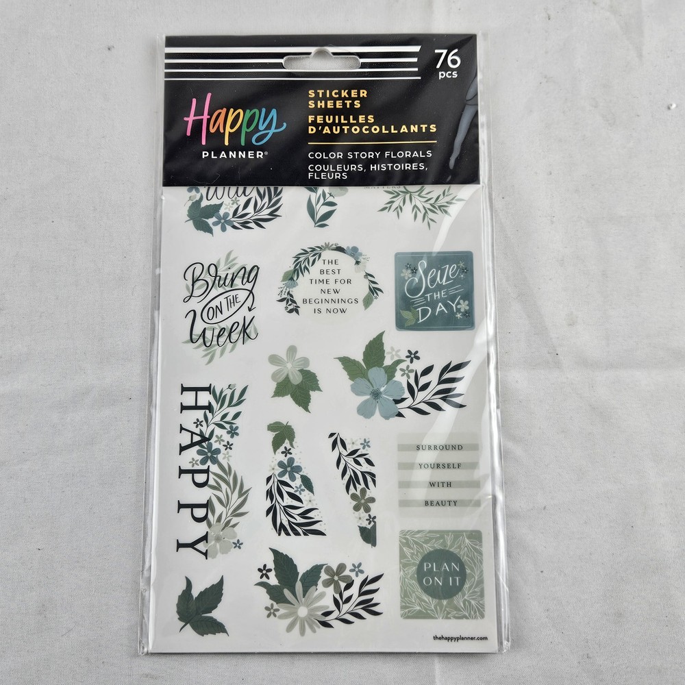 Happy Planner Sticker Sheets – Color Story Florals – 76 pcs