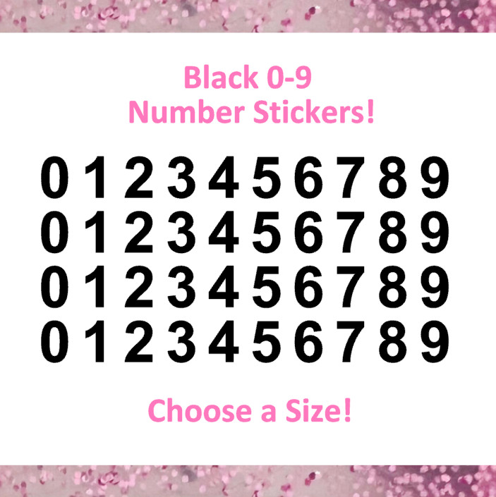 Black 0-9 Number Stickers! – 1/2″ to 1.5 inch – Arial Bold Font