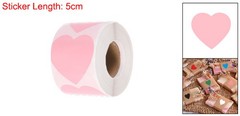 500pcs Pink Heart Stickers 2 Inch Self-Adhesive Stickers Label