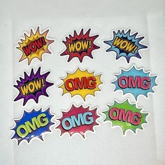 WOW OMG Stickers Set (x9) | Fun Comic Style Stickers for Planners Scrapbooking