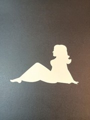 Vintage Stickers MUD FLAP GIRL Glossy Foil Vending Sticker VTG PVI Flames 01
