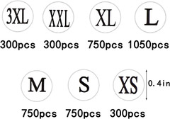 4200 Pcs Clothing Size Stickers, 1/2″ Round Adhesive Labels, 7 Sizes (XS-XXXL)