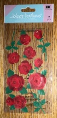 RARE Jolees Red Roses Flowers Stem Buds Velum W/Gem Garden 3D Scrapbook Stickers