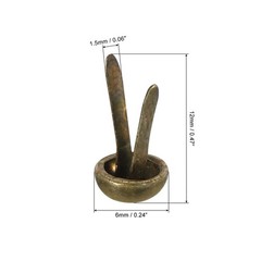 200pcs 6x12mm Mini Brads Paper Fasteners Scrapbooking Accessories Bronze Tone