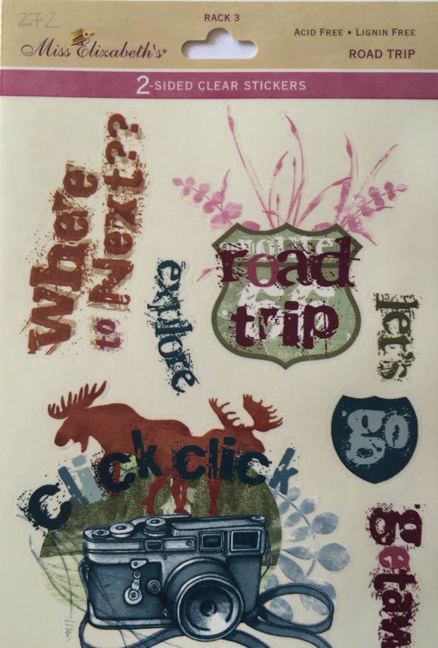 ROAD TRIP Clear Mylar Stickers Approx.4″x 11″Miss Elizabeth’s•Vacation •Getaway•