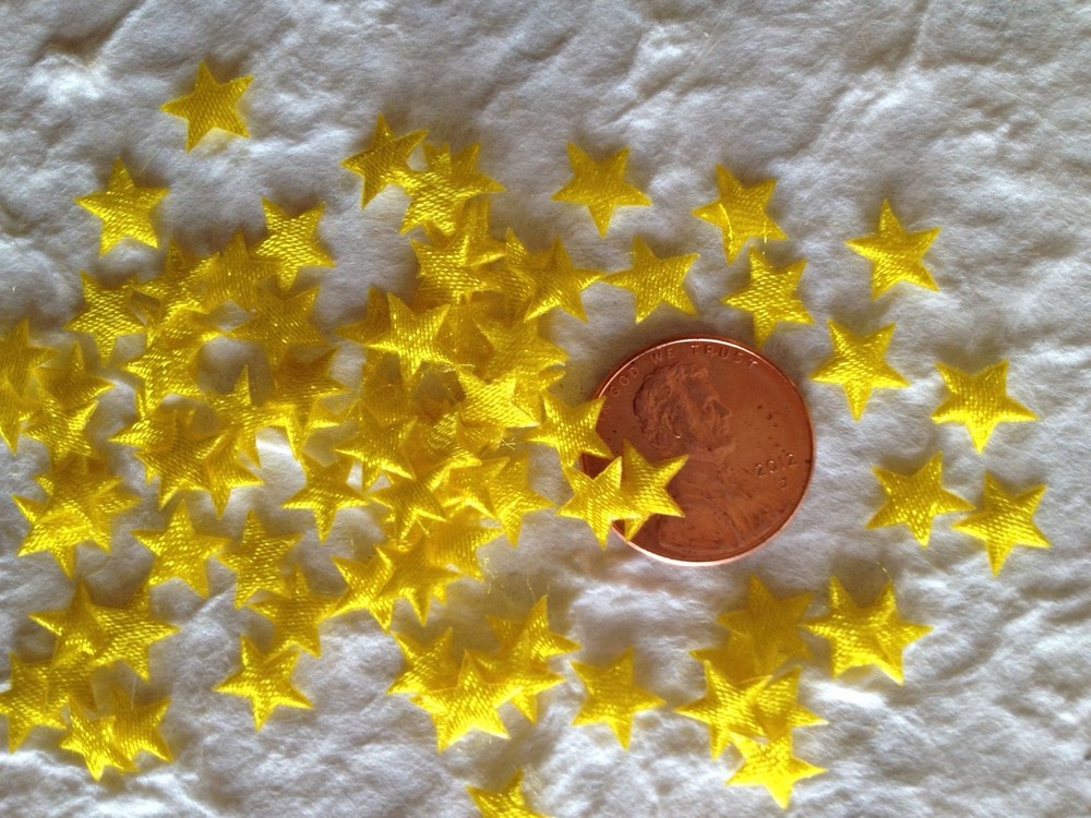 100 Yellow Fabric Stars Tiny Paper Piecing Baby Shower Craft babies scrapbooking