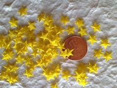 100 Yellow Fabric Stars Tiny Paper Piecing Baby Shower Craft babies scrapbooking
