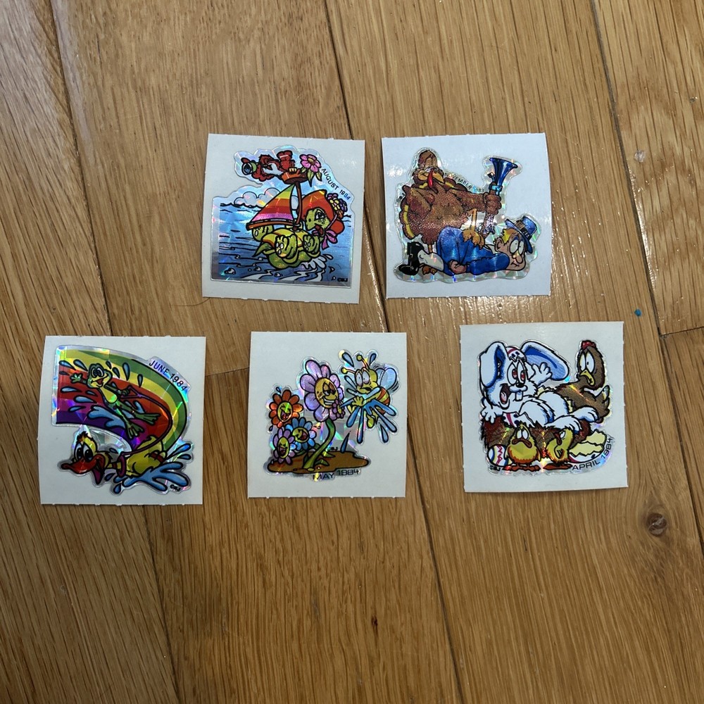 Vintage BJs Calendar Stickers Lot Of 5 Prismatic Stickers BJ BJ’s 1983 1984