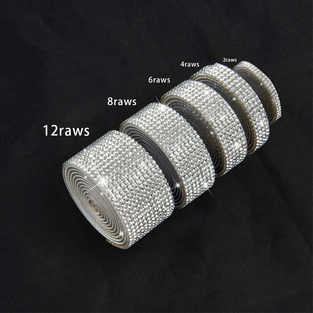 Self Adhesive Crystal Rhinestone Sticker Diamond Ribbon DIY Car Phone Bags Decor