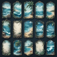 Set Of Ocean Tags Embellishments Junk Journal Scrapbook Choose A Set