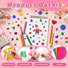 625Pc Glitter Foam Stickers Heart Star Circle Shape Sticker(5,Multicolour) | Sel