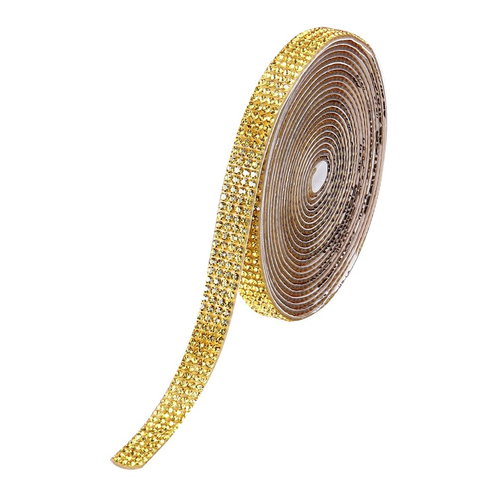 0.35 Inch Self Adhesive Rhinestone Strips 3 Yard for Crafts,Light Gold