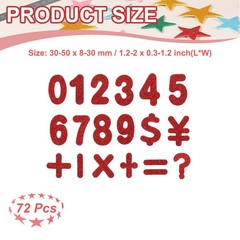 Number Foam Stickers 72Pcs, Numbers 0-9 EVA Self Adhesive Glitters Red