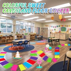 Colorful PVC Floor Stickers Candy Donut Theme Land Runway Rug Hallway Runner …