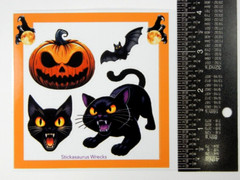 Black Cats & Bat Halloween Frame Sticker Sheet