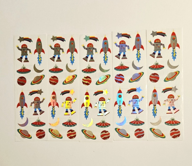 Mrs. Grossman’s Stickers Lot of 5 Strips ~Retro Holographic Space~ 2018 HTF