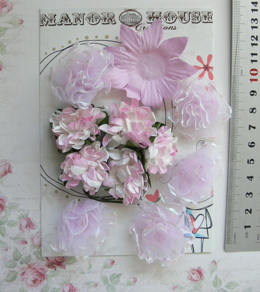 PINK LILAC ORCHID Mix – 12 Flowers 6 Styles 5 Tones PAPER & SILK 25-55mm VD1