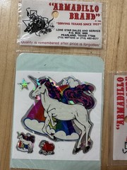 Vintage 80’s 90s Armadillo Brand Prism JUMBO Unicorn Rainbow Sticker Lot Of 2