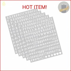 0.5 inch Small Letter Sticker, White Vinyl Self Adhesive Alphabet Number Sticker
