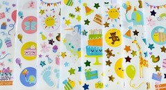 39 STICKER SHEETS LOT, Bulk stickers PK, Mxd Themes BABY BIRTHDAY SAFARI JUNGLE
